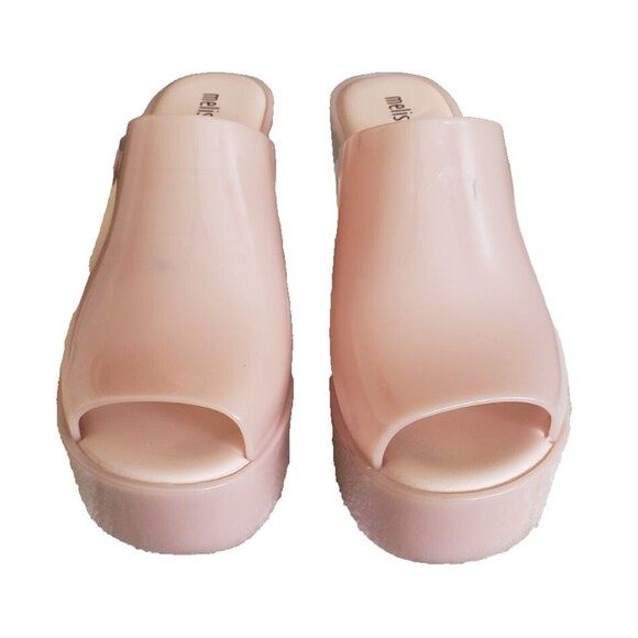 Women's Size 9 Melissa Jelly Mule High Heel Open Toe Sandals Beige - Picture 4 of 11